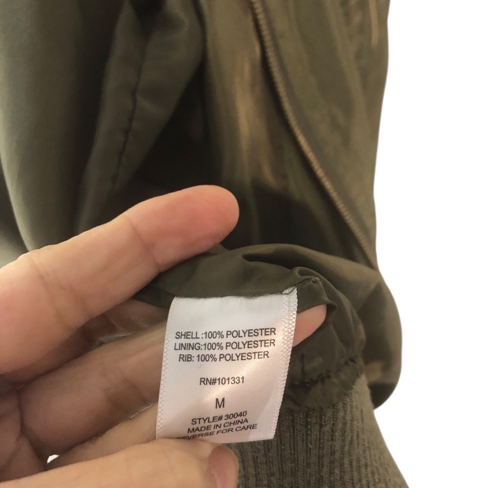 Vtg Y2K Charlotte Russe Satin Bomber Jacket Sz M Olive Green Street Grunge Rock - Picture 6 of 9
